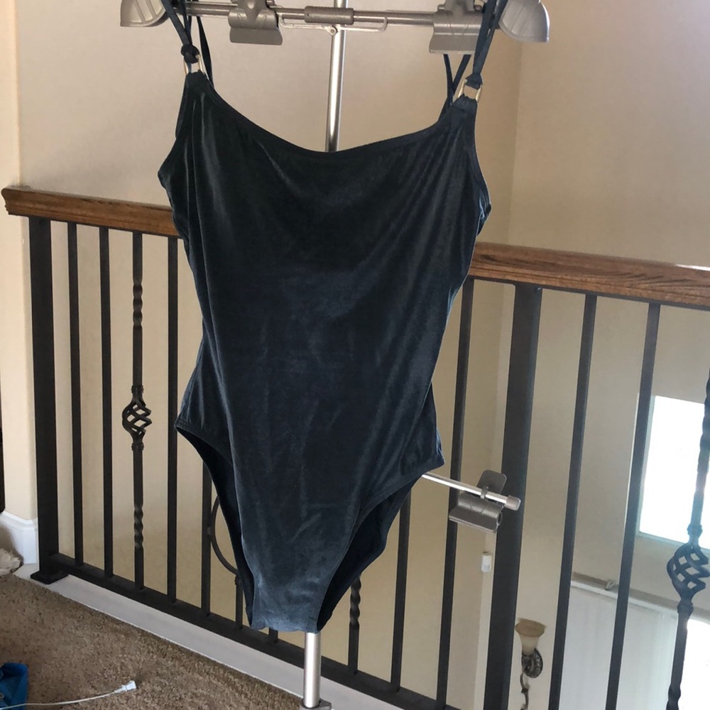 Blue/gray sheer bathing suit